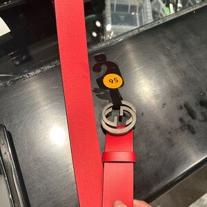 Red Belt with Silver Buckle